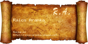 Raics Aranka névjegykártya